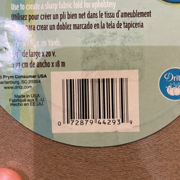 NWT Dritz HOME Upholstery Tack Strip 1/2” Wide x 20 Yards - Picture 5 of 5